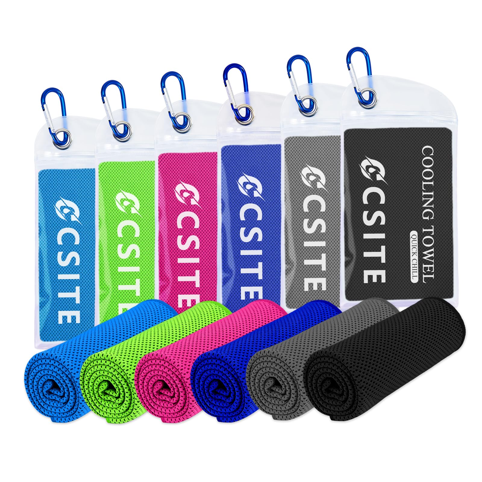 CSITE 4 Pack Cooling Towels (47"x12") for Neck and Face, Ice Towel for Hot Weather, Soft Breathable Chilly Gym Towels, Microfiber Towel for Work Out, Yoga, Running, Camping & More Activities