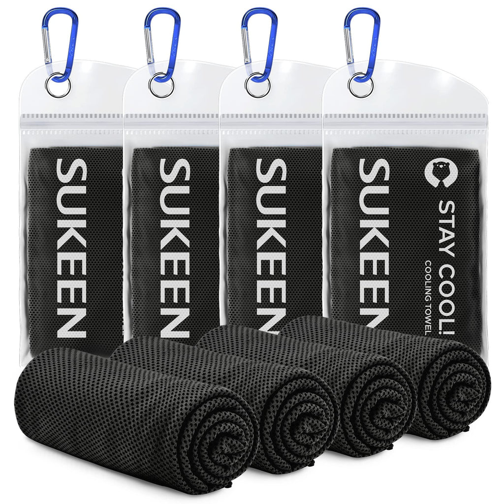 Sukeen 4 Pack Cooling Towels (40"x12") for Neck and Face Instant Cooling | Stay Cool in Hot Weather,Versatility,Soft,Breathable,Durability for Sports,Outdoor activities,Summer works in heat