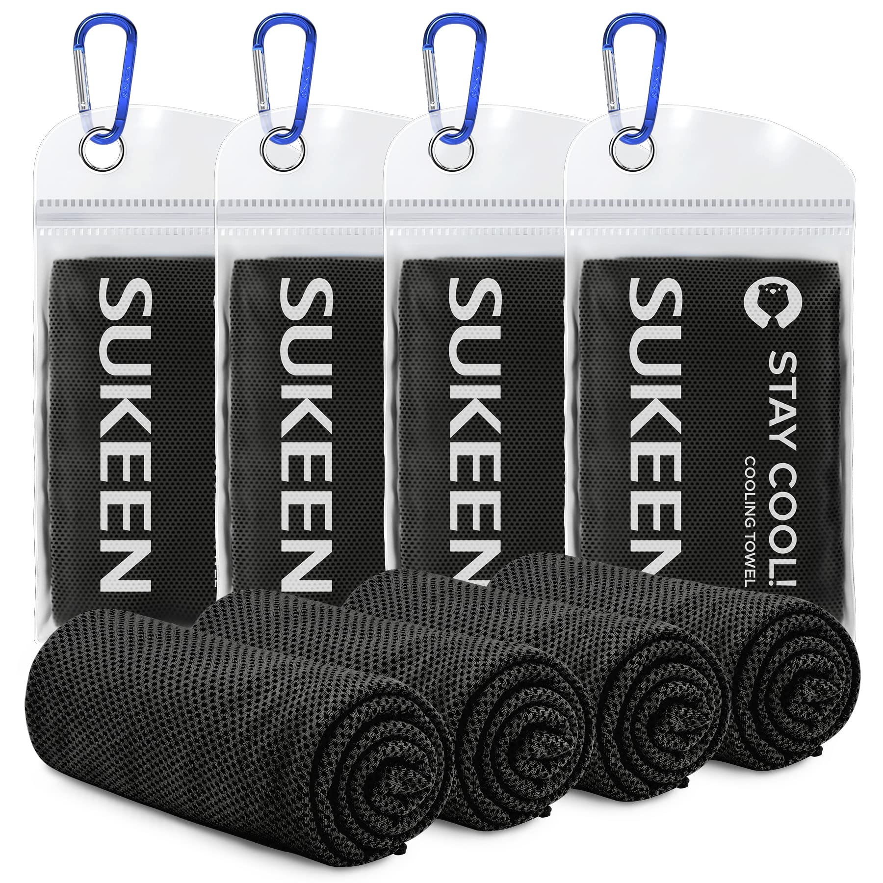 Sukeen 4 Pack Cooling Towels (40"x12") for Neck and Face Instant Cooling | Stay Cool in Hot Weather,Versatility,Soft,Breathable,Durability for Sports,Outdoor activities,Summer works in heat