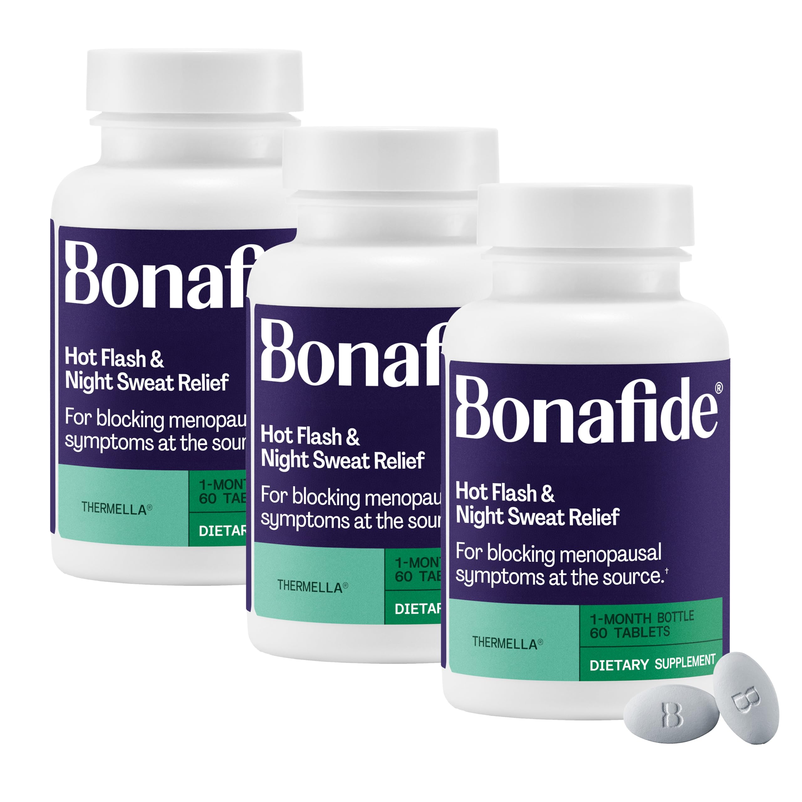Bonafide Targeted Menopause Support for Hot Flash & Night Sweat Relief Thermella – Hormone-Free, Clinically Studied Formula with a Blend of Curcumin, Green Tea & Spirulina Extracts — 1-Month Supply