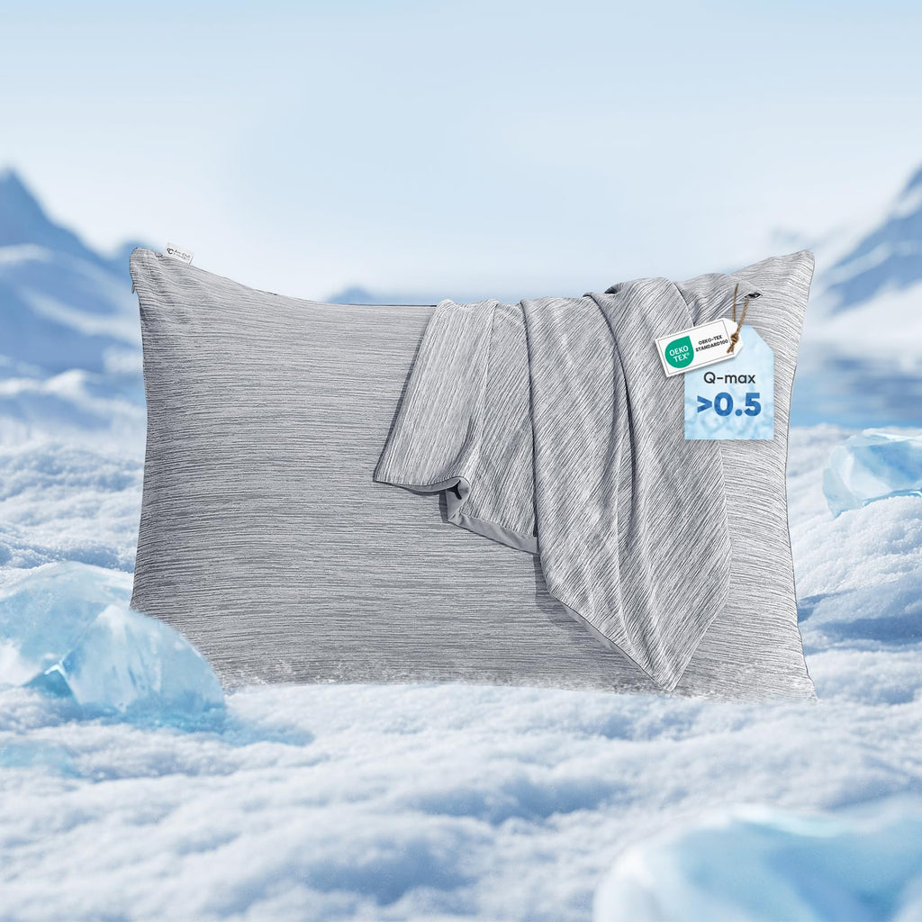 Marchpower 2 Pack Cooling Pillowcases Queen Size, Arc-Chill Cool Fiber, Double Sided Design for Hot Sleepers Night Sweats Hot Flashes, Oeko-TEX Certified Soft Breathable Pillow Covers Hidden Zipper
