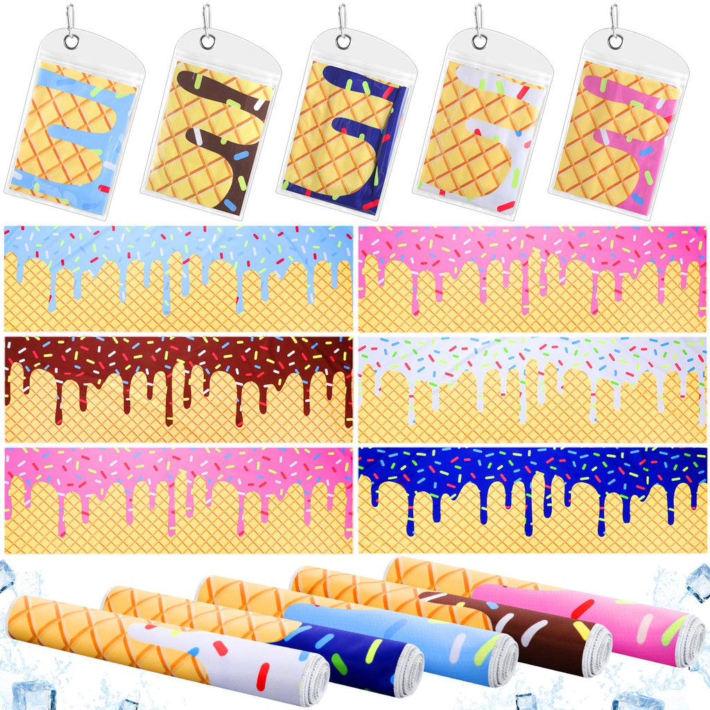 10 Set Baseball Cream Drip Cooling Towels with Bags 40"x12" Ice Cooling Towels Microfiber Sweat Sport Rags Absorbent Chilly Washcloth for Hot Weather Workout Yoga Gym Coach Sport Party Favors