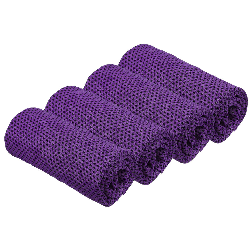 PATIKIL Cooling Towel 40"x12", 4 Pcs Ice Towel for Neck and Face, Soft Breathable Chilly Sweat Absorbing for Yoga Sports Camping Fitness Running Golf, Purple