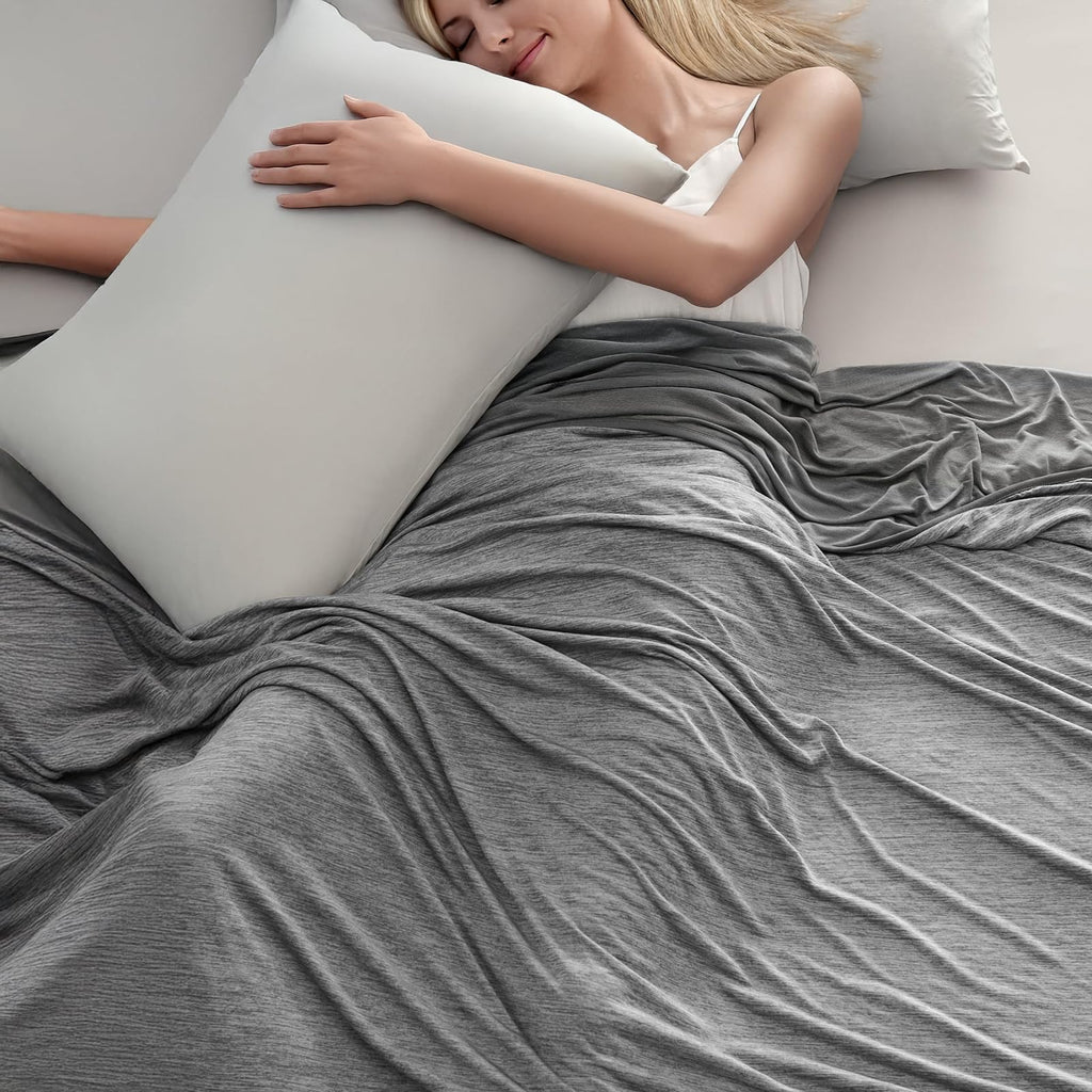 Cooling Blanket, 80''X60'' Double-Sided Cooling Fabric | Q-Max>0.43 Tech Absorbs Heat, Machine Washable，for Hot Sleepers/Night Sweats，for Bed/Couch，Gray