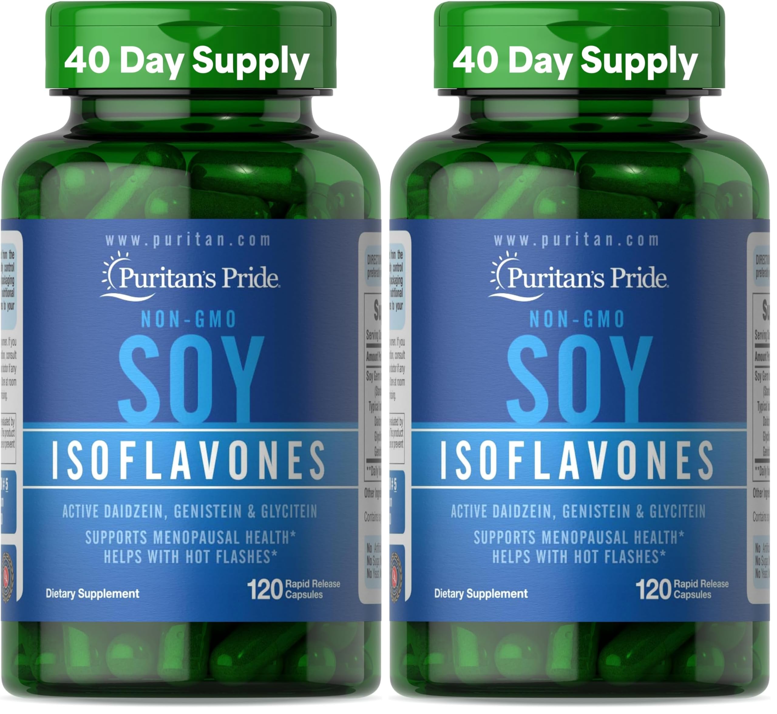 Puritan's Pride Non-GMO Soy Isoflavones 750mg, 120 Rapid Release Capsules