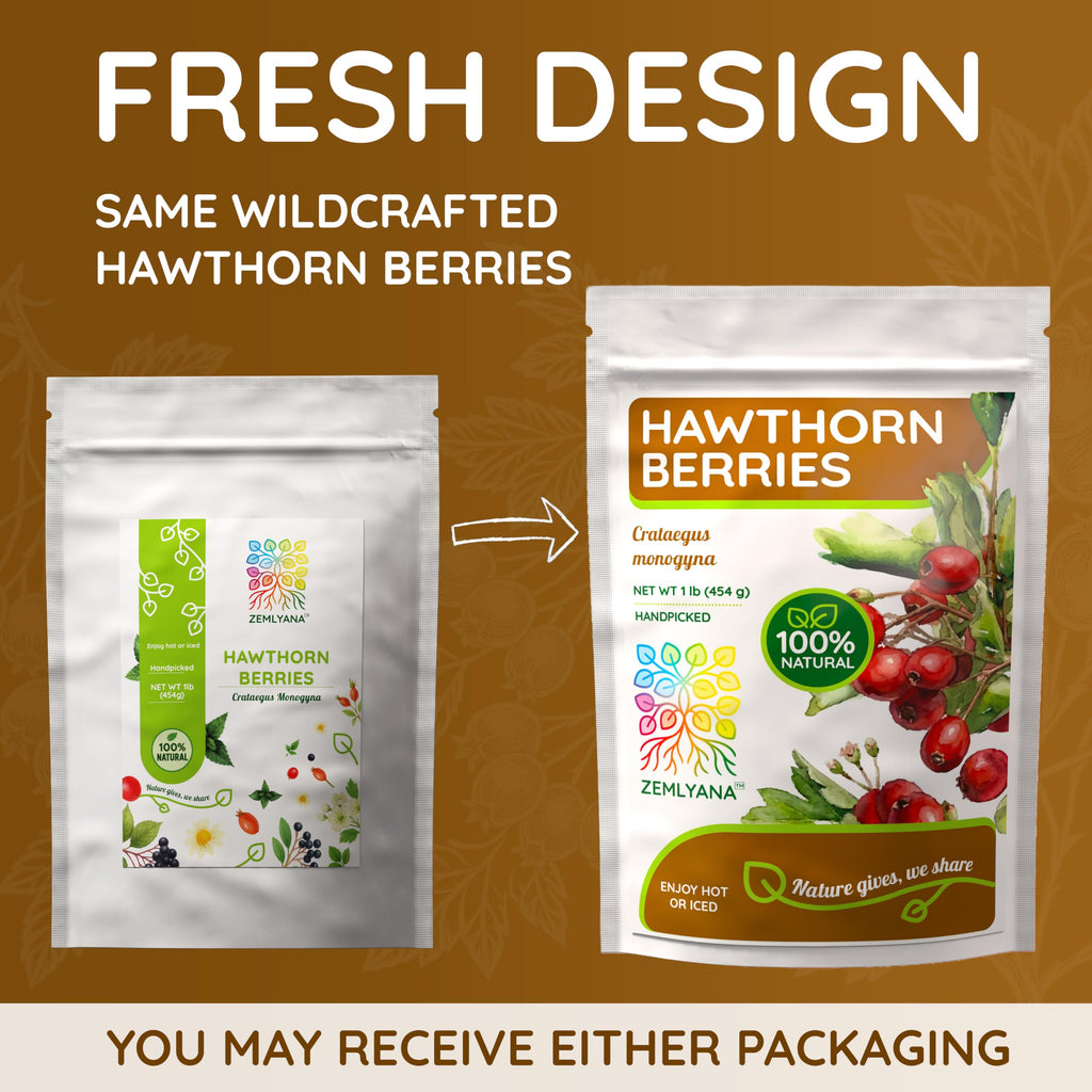 Hawthorn Berry Tea - Wildcrafted Whole Dried Hawthorn Berries, 2 oz