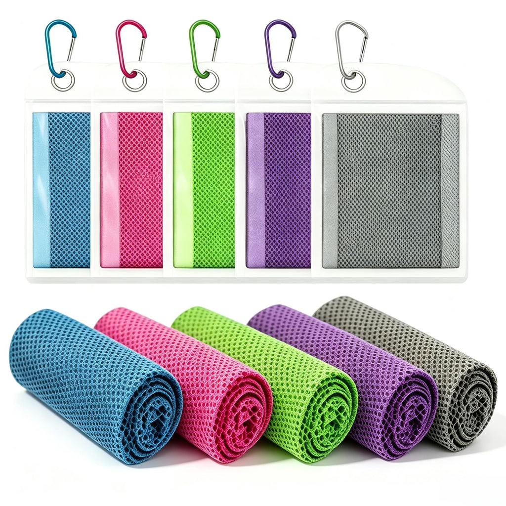 Cooling Towel for Neck and Face, 5 Pack Soft Microfiber Cold Towel | 40 X 12 Inch Breathable Cooling Towels, Cool Towels For Neck Hot Weather, Sports, Yoga, Workout, Running, Golf, Camping