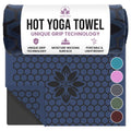 Hot Yoga Mat Towel – Non-Slip Grip for Hot Yoga, Sweat Absorbent, Honeycomb Silicone Grip, Stays Flat – Ideal for Pilates, Travel, Washable & Lightweight - Dark Blue