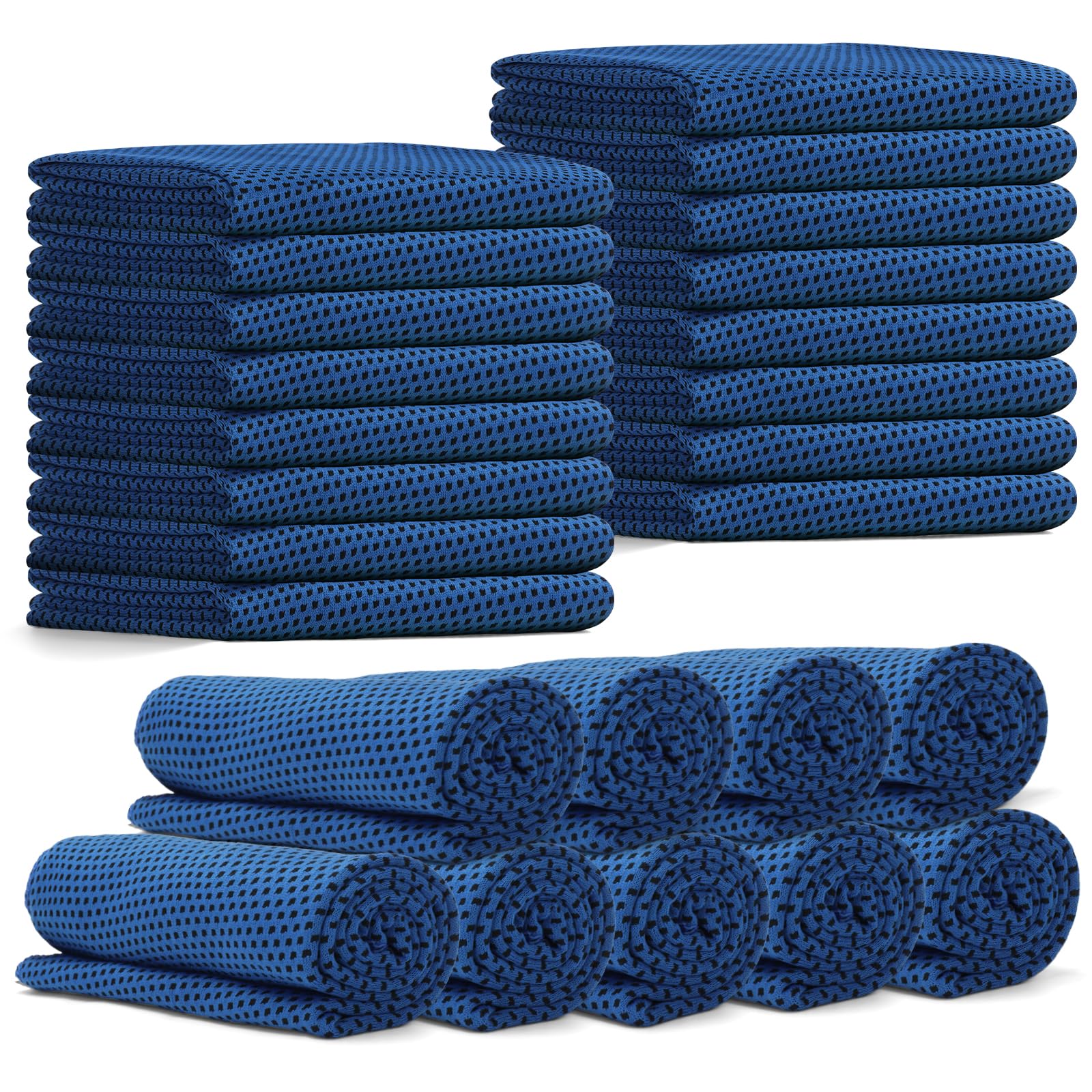 24 Pack Cooling Towels Bulk for Neck and Face 40"x12" Ice Cooling Sweat Rags Microfiber Soft Breathable Soft Chilly Towel for Yoga Golf Sport Running