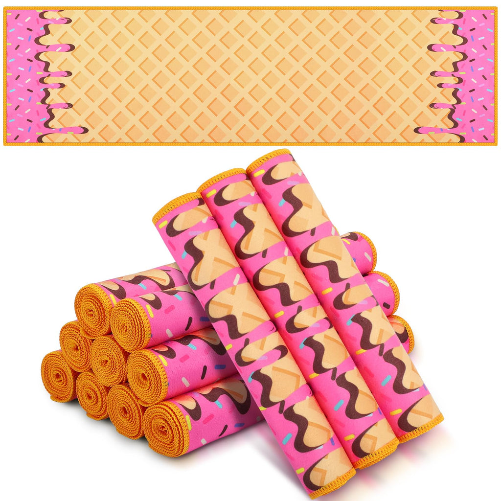 Peryiter 12 Pcs Baseball Ice Cream Drip Cooling Towel Microfiber Absorbent Lightweight Sport Cooling Towel Sweat Sport Rags for Baseball Team Coach Gifts Event Yoga Running Gym(Pink,40 x 12 Inch)