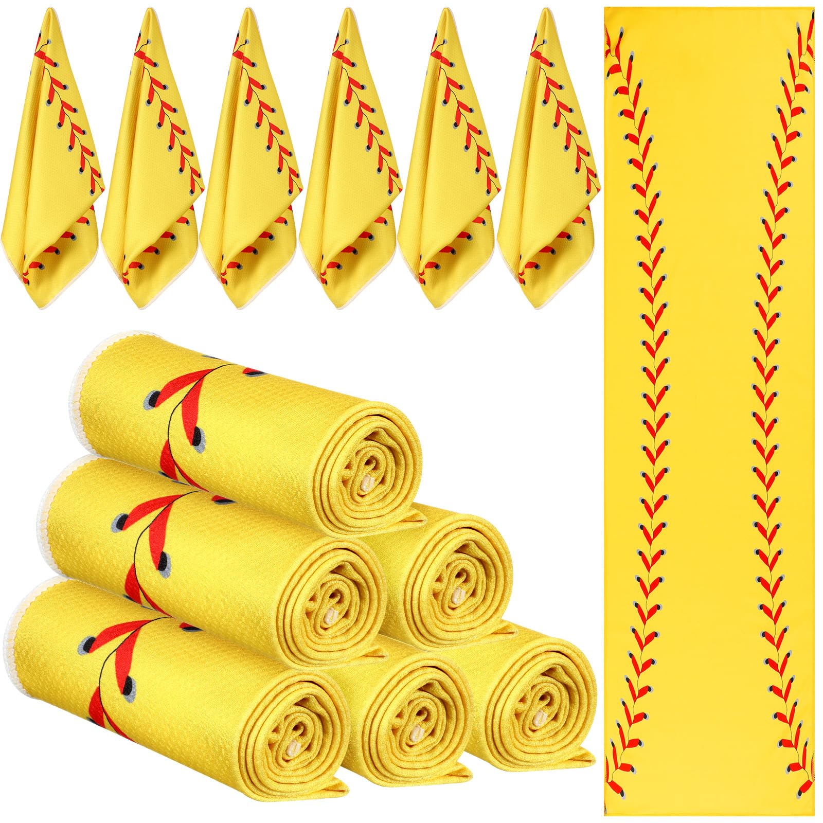 Peryiter 12 Counts Mini Cooling Towel, 30" x 9" Baseball Softball Soccer Golf Sweat Towel, Breathable Chilly Rag, Microfiber Sport Rags for Team Gym Running Coach Gift