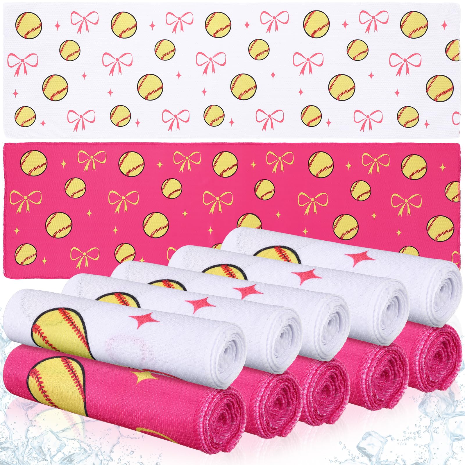 Moukeren 12 Pcs Softball Cooling Towels Softball Party Favor 30"x9" Microfiber Breathable Chilly Ice Towel Sweat Rag for Sport Team Gift Bulk