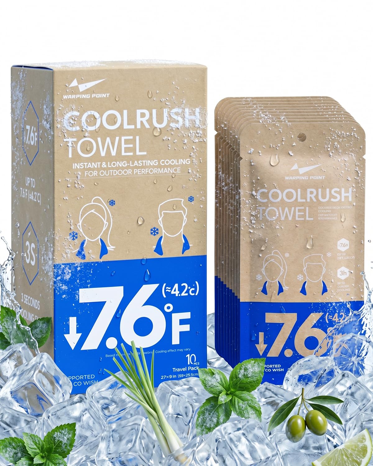 CoolRush Towel, Cold Neck Wrap for Hot Weather, Large Cooling Body Wipe, Chilly Wet Rag For Sports, Travel, Baseball, Yoga, Golf, Softball, Camping, Hiking, Biking, Gym, Trip, Beach Essentials