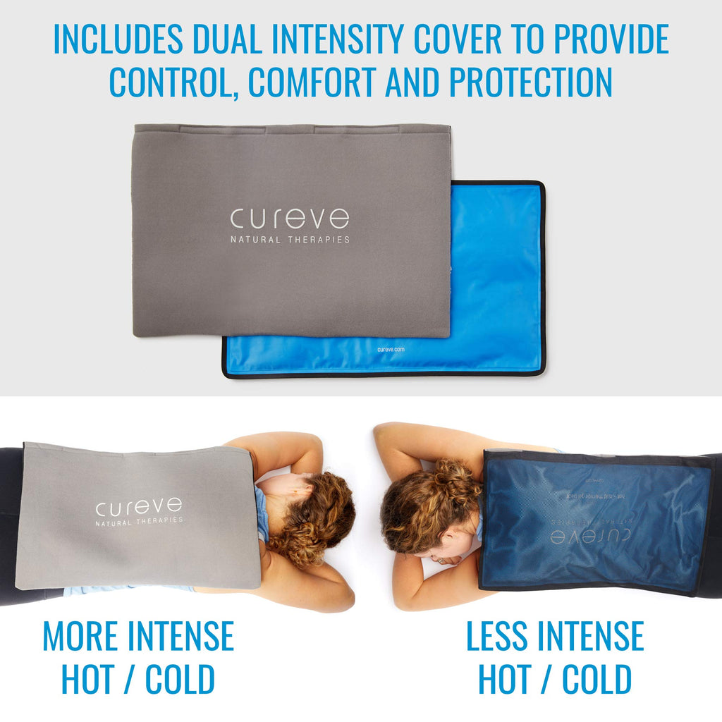 Extra Large Ice Pack for Injuries, Reusable Hot & Cold Therapy Gel Pack – Large Cold Pack for Back, Shoulder, Knee & Hip Pain by Cureve – Includes Soft Cover, 21" x 13"