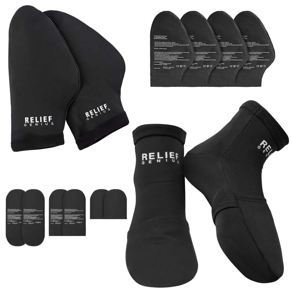 Relief Genius Cold Therapy Socks & Hand Ice Pack Cooling Gloves for Chemotherapy Neuropathy, Chemo Care Package for Women and Men, Large