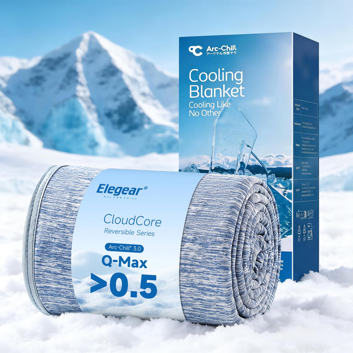 Elegear Revolutionary Cooling Blanket King Absorbs Heat to Keep Body Cool for Night Sweats, Arc-Chill 3.0 Cool Fiber Q-Max>0.5 for Hot Sleepers, Lightweight Summer Cold Blankets for Sleeping, Blue