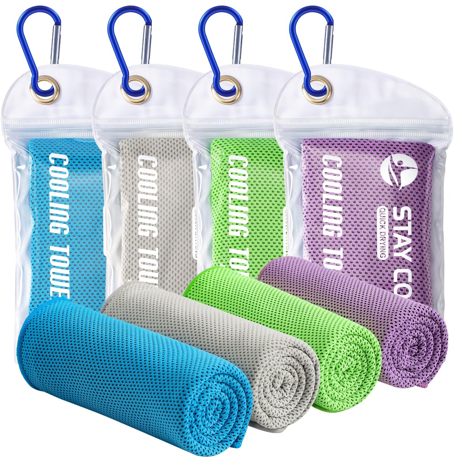Cooling Towels - 4 Pack Cooling Towels for Neck and Face Cooling Towel | 40"x12", Microfiber Soft Breathable Cooling Towel for Hot Weather, Workout & More Activities