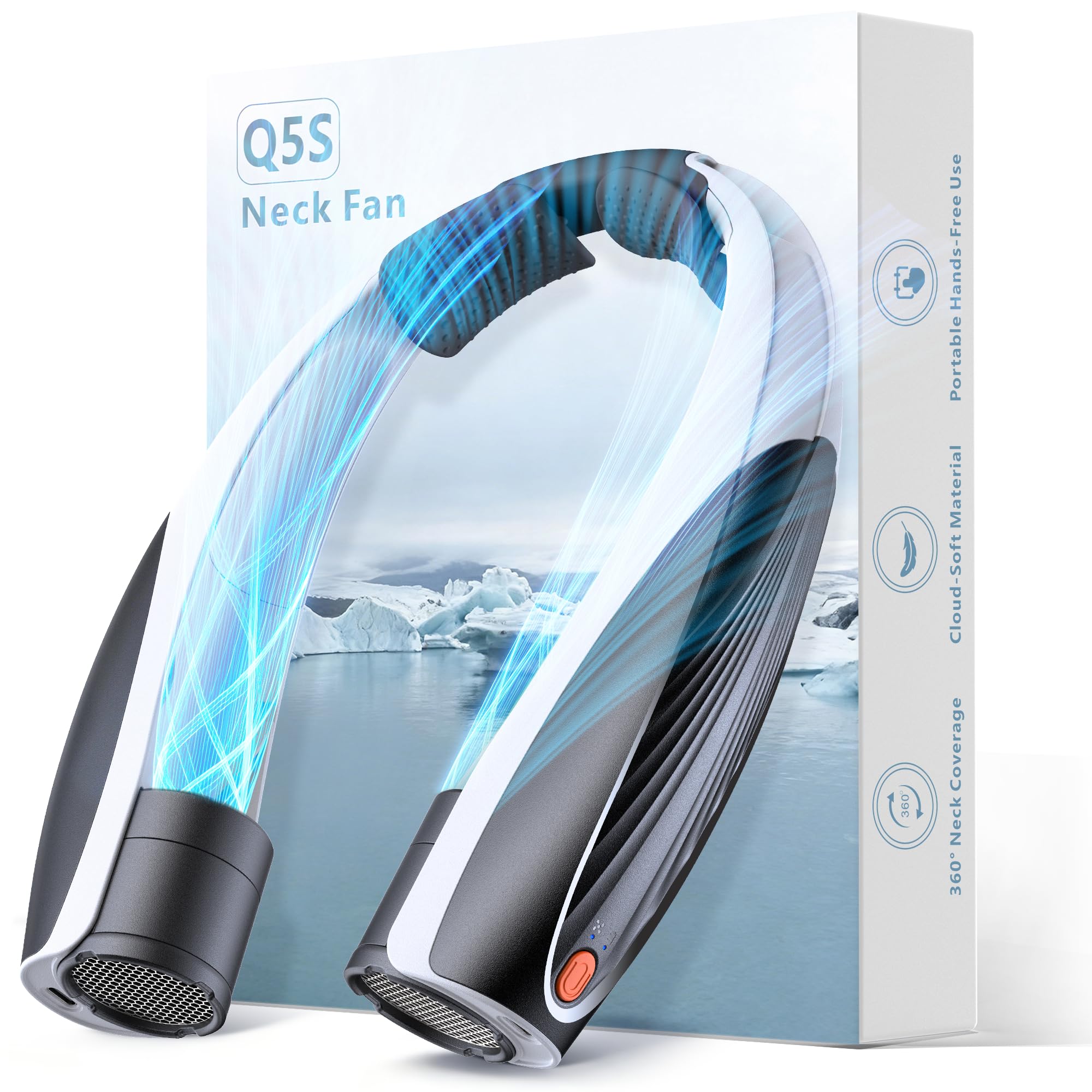 Portable Neck Fan, Max 20H, Rechargeable Personal Fan with 6000mAh Battery, 360° Cooling, 6 Speeds Hands-Free Wearable Fan, Gifts for Men, Women, Travel, World Cup, Outdoor