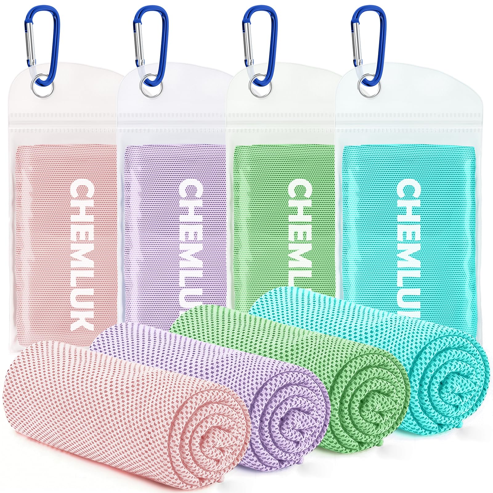 4 Packs Cooling Towels: Instant Cool Towel for Neck and Face Hot Weather UPF50 Quick Dry Microfiber Sweat Towels for Gym Workout Sports (40"x12")