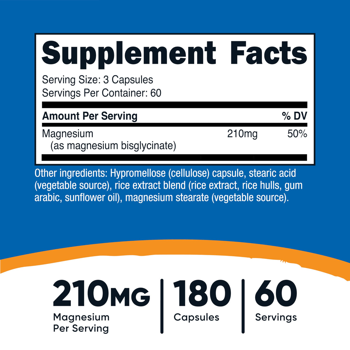 Nutricost Magnesium Glycinate Capsules, 180 Capsules, 210mg