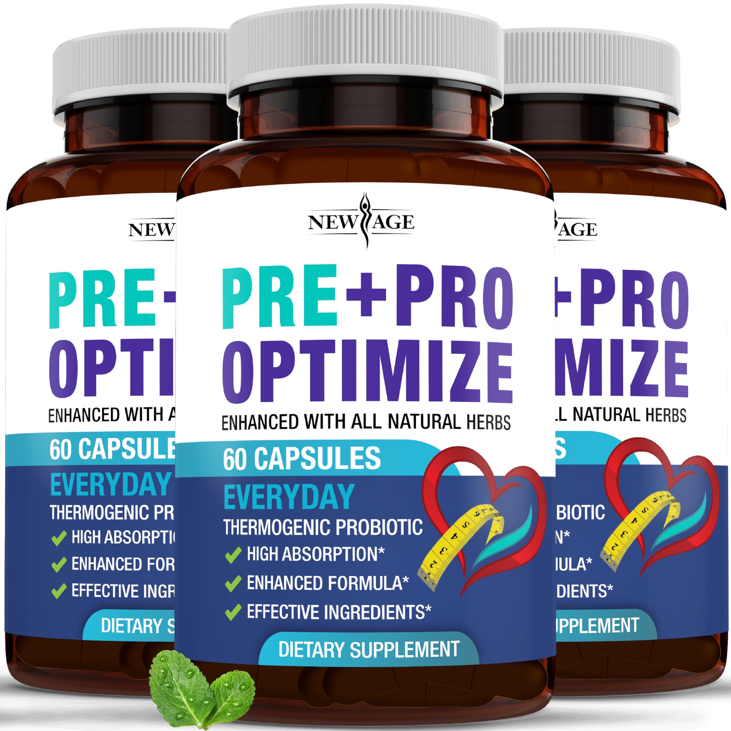NEW AGE Pro Optimize Probiotics for Women, Menopause, Digestive Health - Support for Bloating, Hot Flashes, Joint Support, Night Sweats - Gut Health & Metabolism - Dong Quai (60 (Pack of 1))