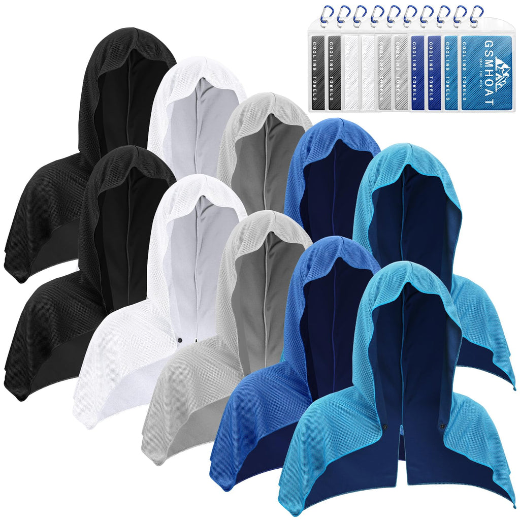 10 PCS Cooling Hoodie Towels, Head Cool Towel for Neck and Face, Sun Protection Cooling Hoodie for Sport, Workout, Gym, Outdoor Work
