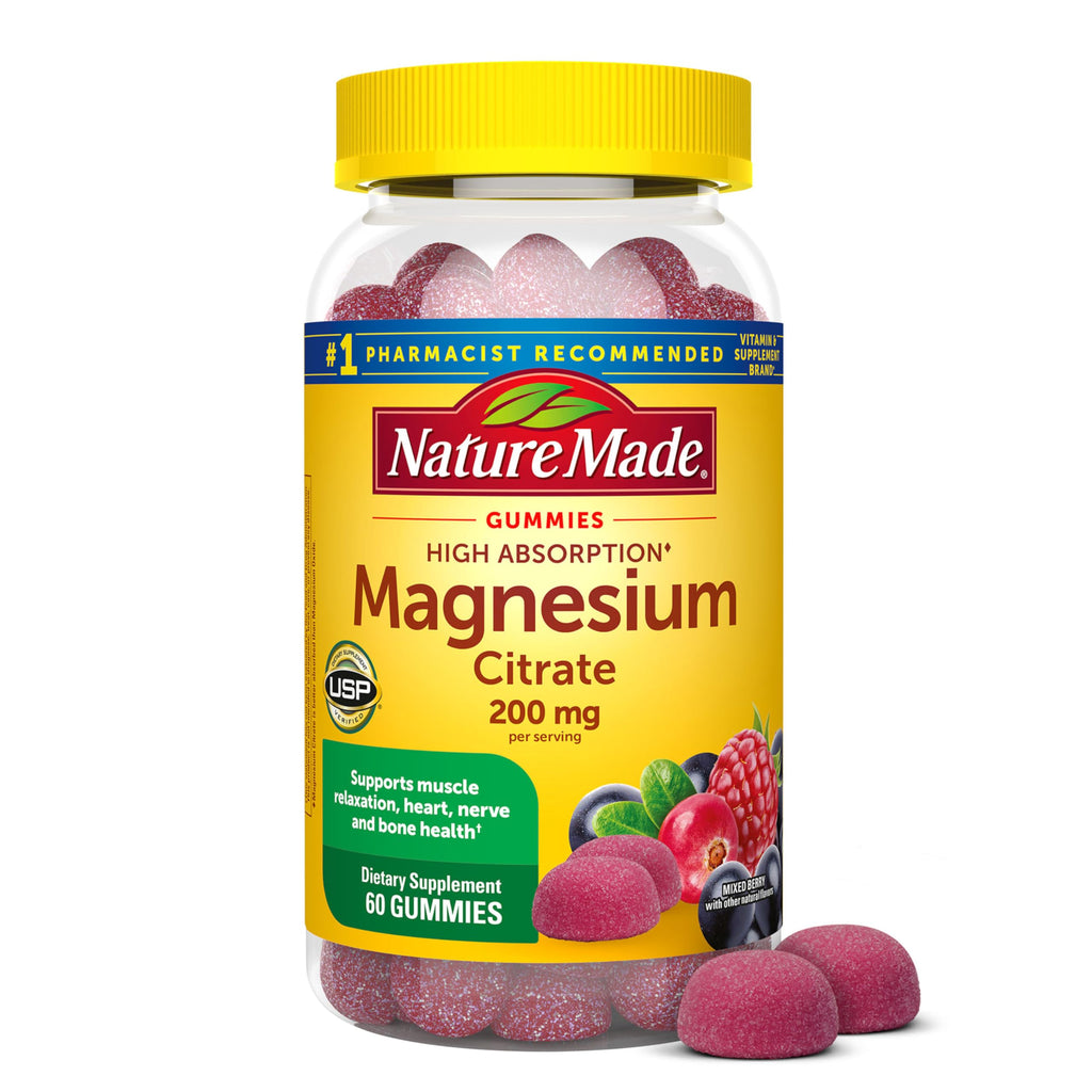 Nature Made High Absorption Magnesium Citrate 200mg per Serving, 60 Gummies