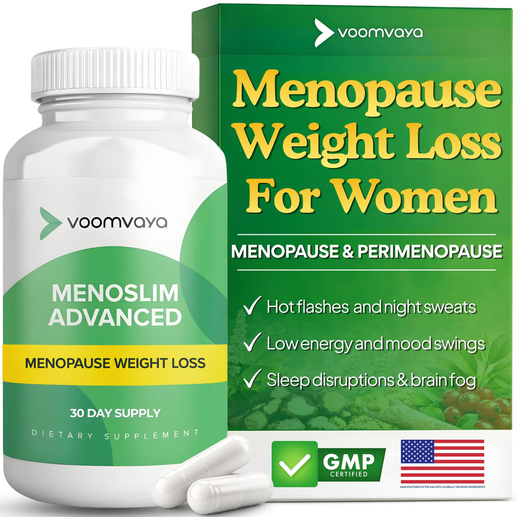 VoomVaya Menopause Weight Loss for Women – Perimenopause & Menopause Supplements for Women – Supports Healthy Metabolism & Overall Wellness MenoSlim Advanced 60 Capsules