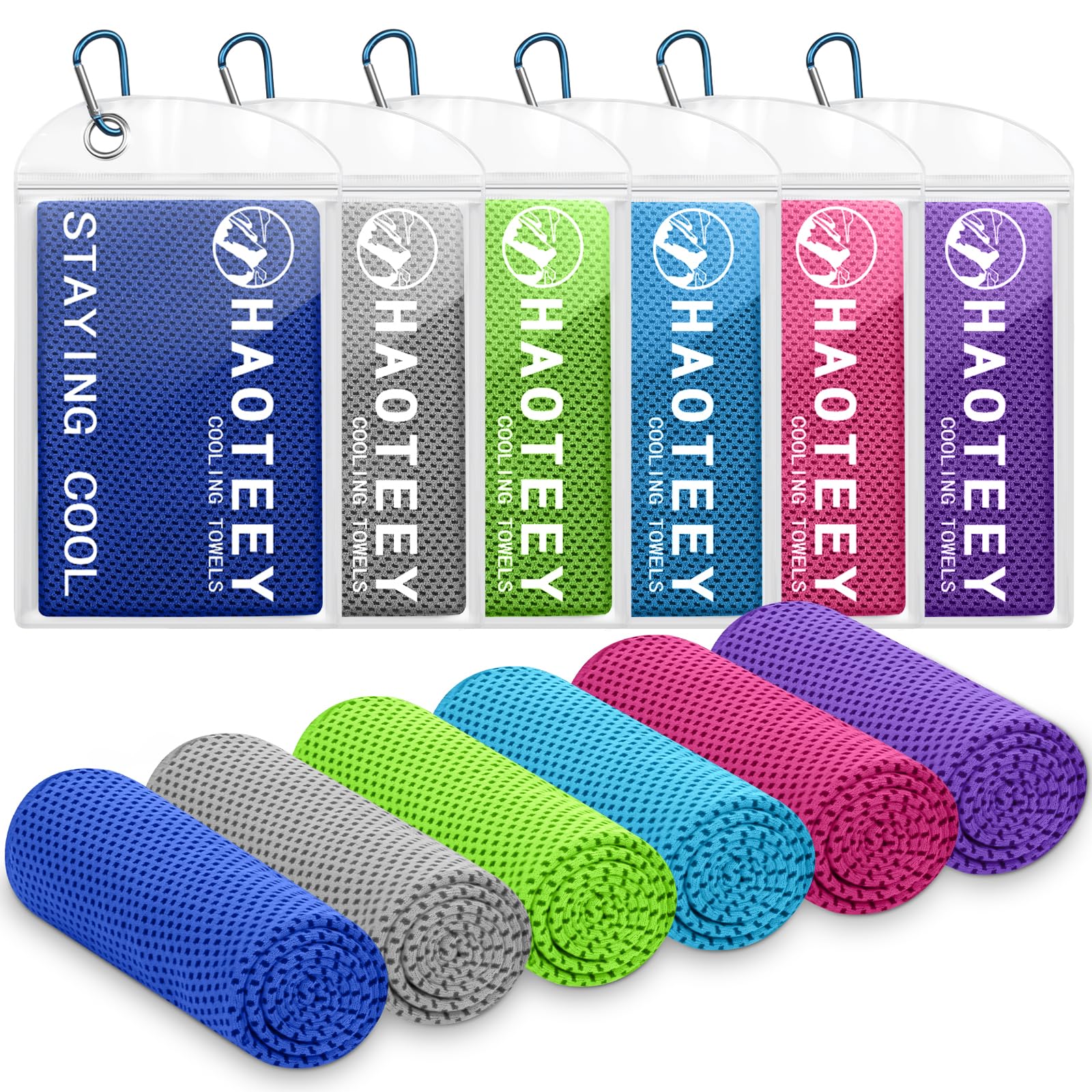 40"*12" Cooling Towels 6 PCS, Cool Towels Sports Cooling Rags for Neck and Face, Sweat Neck Cooling Towel for Hot Weather, Chilly Towels for Athletes, Yoga, Gym, Golf