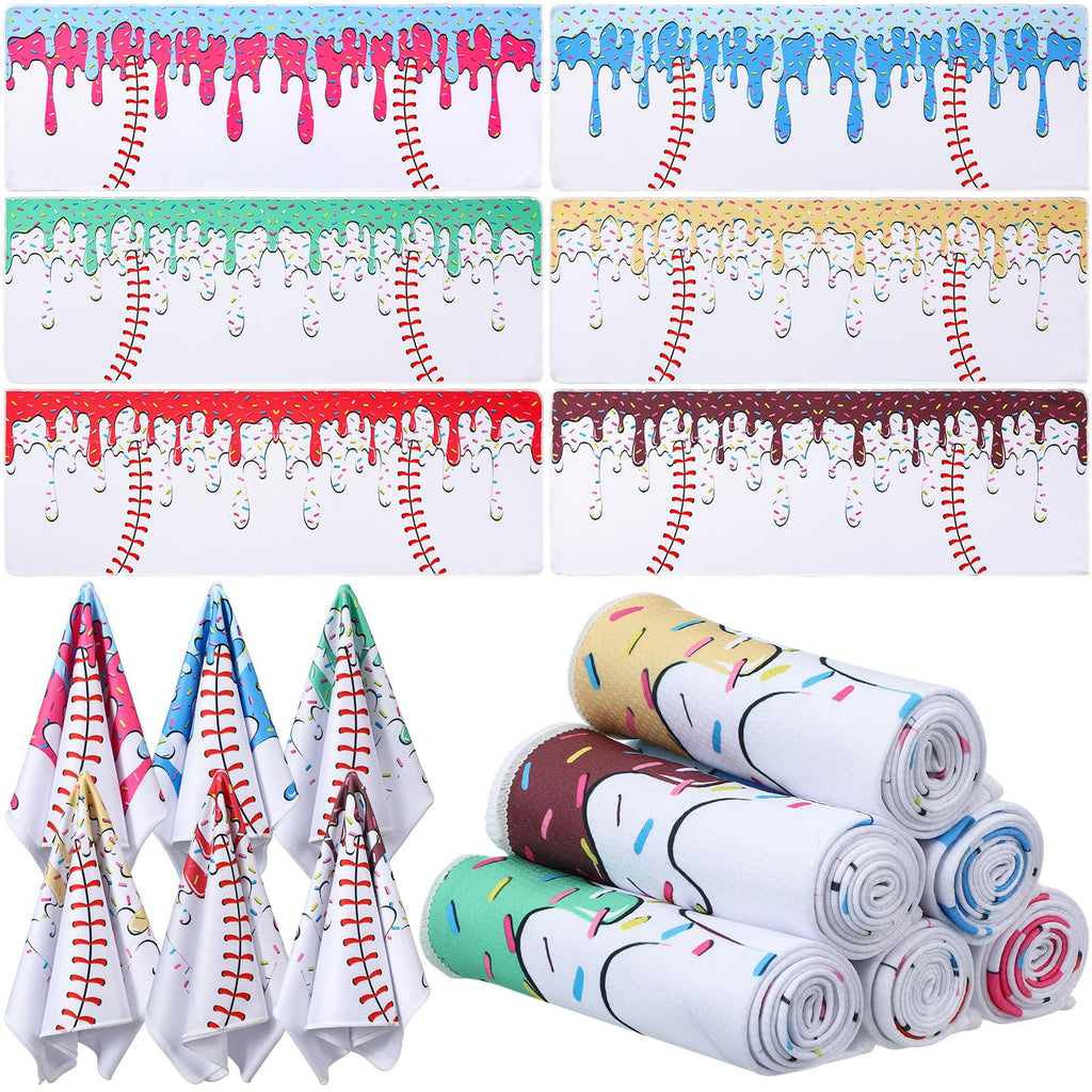 Peryiter 12 Counts Mini Cooling Towel, 30" x 9" Baseball Softball Soccer Golf Sweat Towel, Breathable Chilly Rag, Microfiber Sport Rags for Team Gym Running Coach Gift