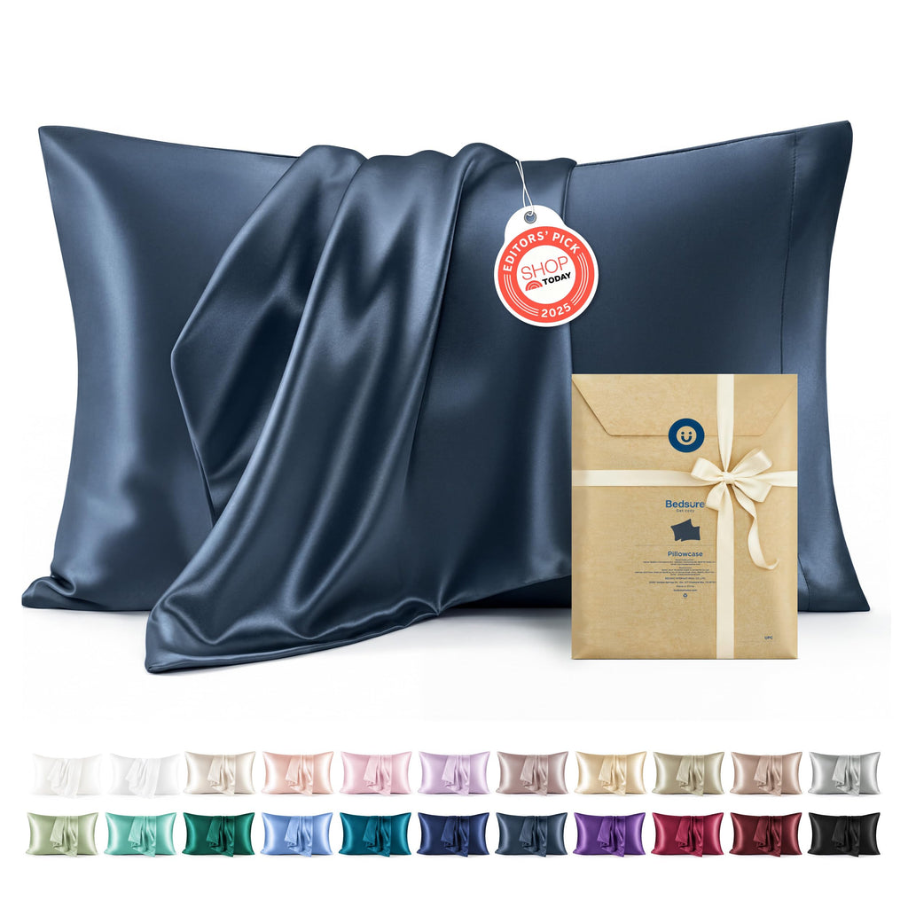 Bedsure Satin Pillowcases Queen Set of 2, Similar to Silk Pillow Case White