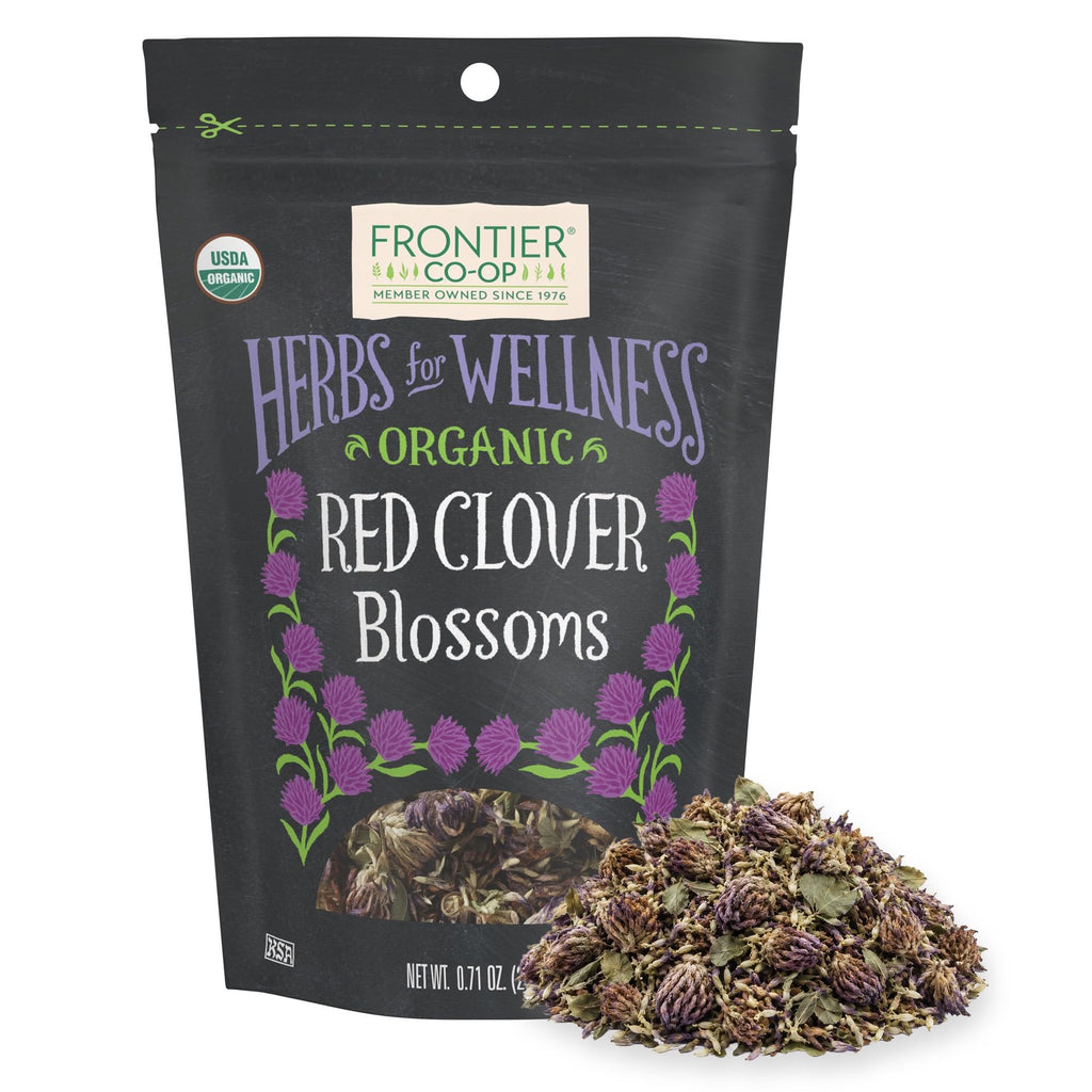 Frontier Co-op Organic Whole Red Clover Blossoms, 0.71oz - Fragrant, Natural and Versatile for Garnishes and Red Clover Tea - Kosher, Non-Irradiated