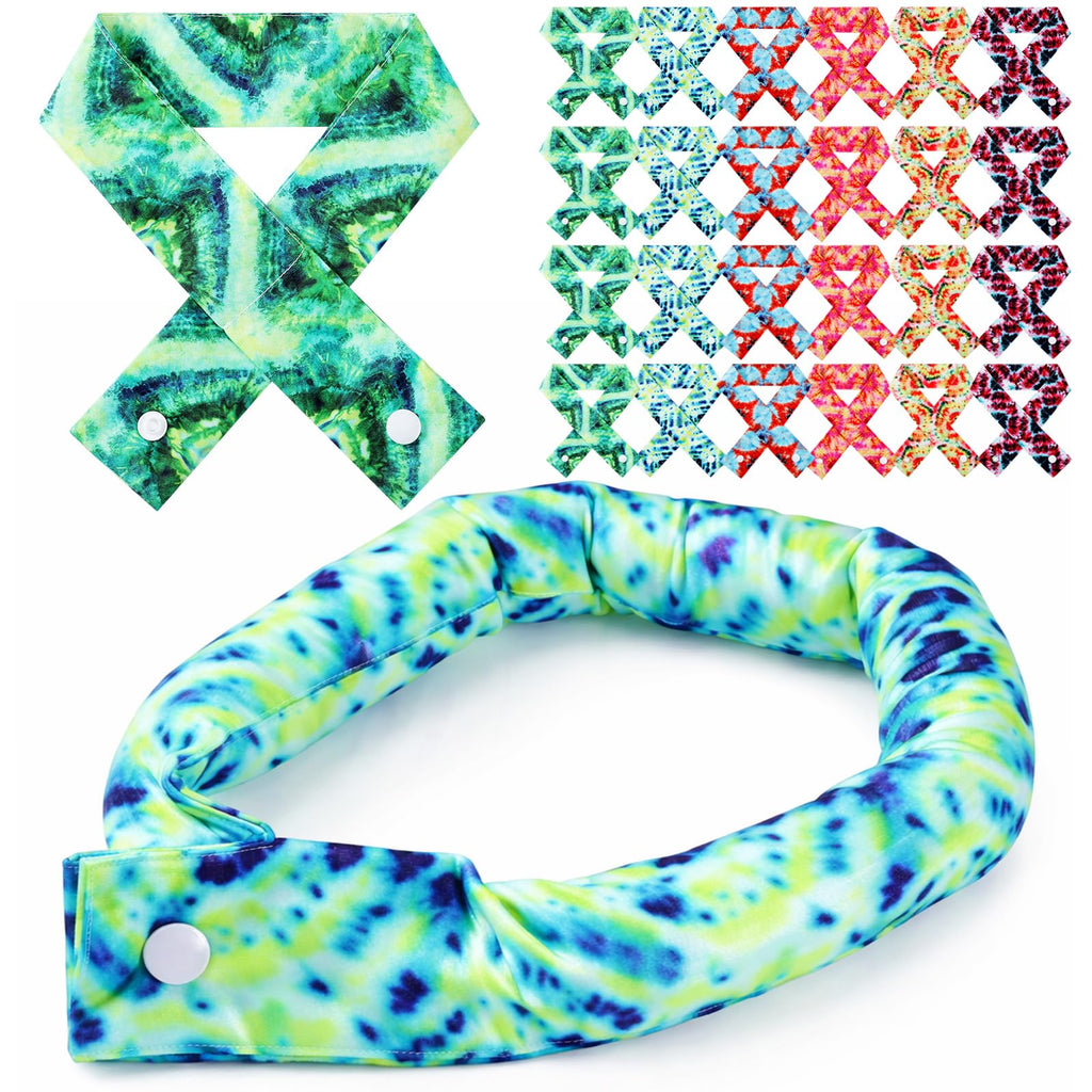 Hanaive 6 Pcs Cooling Neck Wraps with Button Tie Dye Neck Cooler for Hot Weather Ice Cooling Bandana Scarf for Summer Men Women (Tie Dye-2)