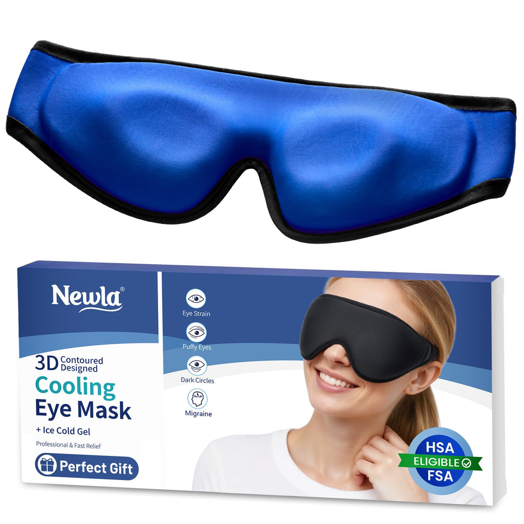 Cooling Gel Eye Mask for Puffy Eyes, Larger Full-Eye Contour Cold Compress | Ice-Cold Gel Therapy, Forehead & Upper Cheek Cooling Relief, Reusable Ice Pack for Eyes, FSA Eligible Items HSA, Black
