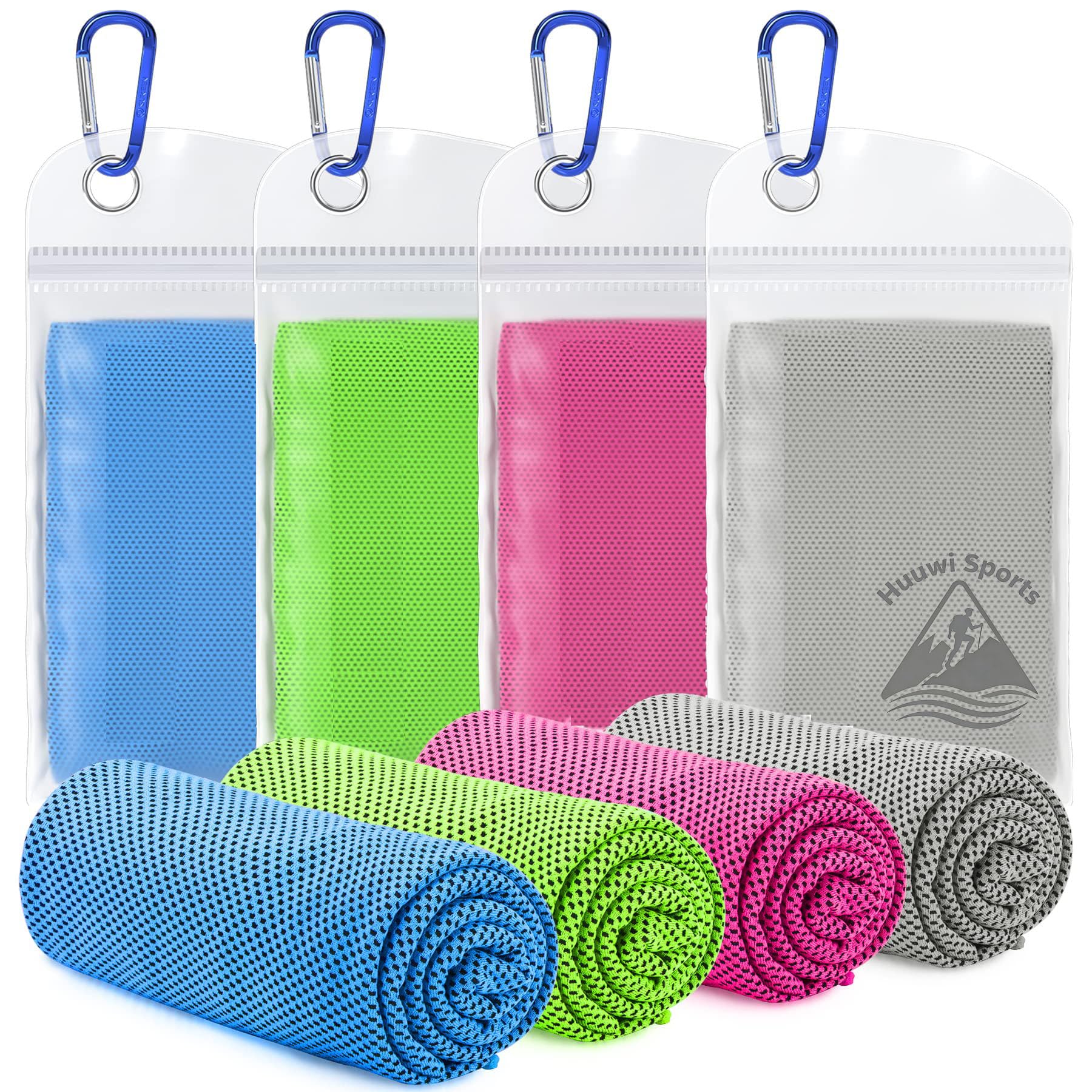 Cooling Towel 4 Pack, 40"x12" Ice Towel for Instant Relief, Microfiber Chilly Towel for Sports, Gym, Running, Yoga, Golf, Camping, Fitness (Mix A)