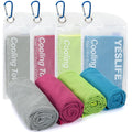 YESLIFE Cooling Towels, 4-Pack 40"x12", Multicolor Set A | Microfiber gym towels, soft breathable neck wrap, cooling towel for yoga running sport camping, Multicolor, 4-pack