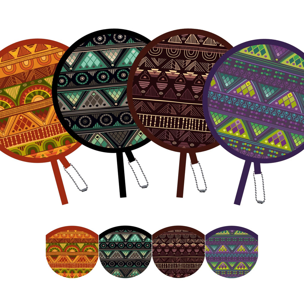4 Pack Assorted Mandala Pattern Hand Fan Foldable, Multi-Role Round Handheld Fans for Travel, Events, Indoor & Outdoor (Mandala)