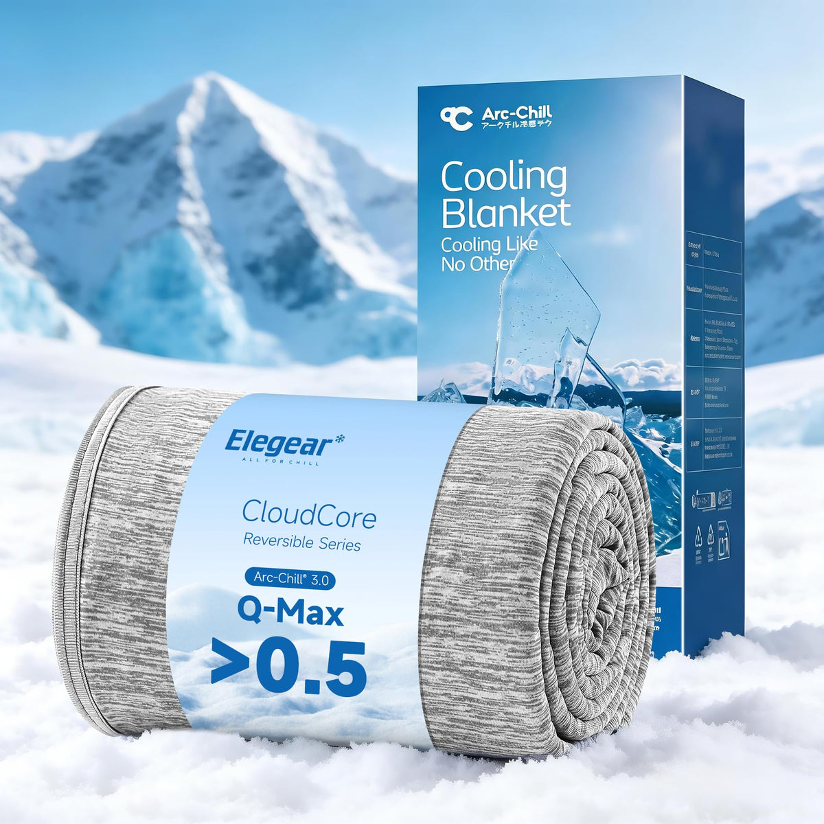 Elegear Revolutionary Cooling Blanket King Absorbs Heat to Keep Body Cool for Night Sweats, Arc-Chill 3.0 Cool Fiber Q-Max>0.5 for Hot Sleepers, Lightweight Summer Cold Blankets for Sleeping, Blue