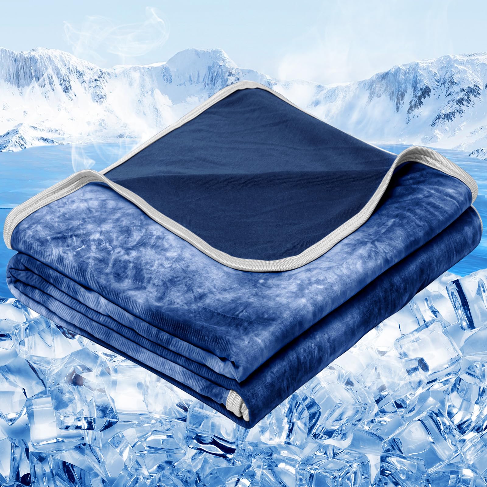 inhand Cooling Blanket Queen Size for Hot Sleepers (90"x90", Black) | Absorbs Heat to Keep Adults Cool For Summer Nights Sweats, Thin Cold Lightweight Blanket for Couch Bed