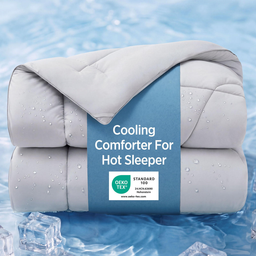 Bedsure Cooling Comforter King Size - Cooling Blankets for Hot Sleepers, Lightweight Comforter for Summer with Dual-Sided Cool Tech, Soft Breathable Cold Blanket for Sleeping, Grey, 102x90 Inches