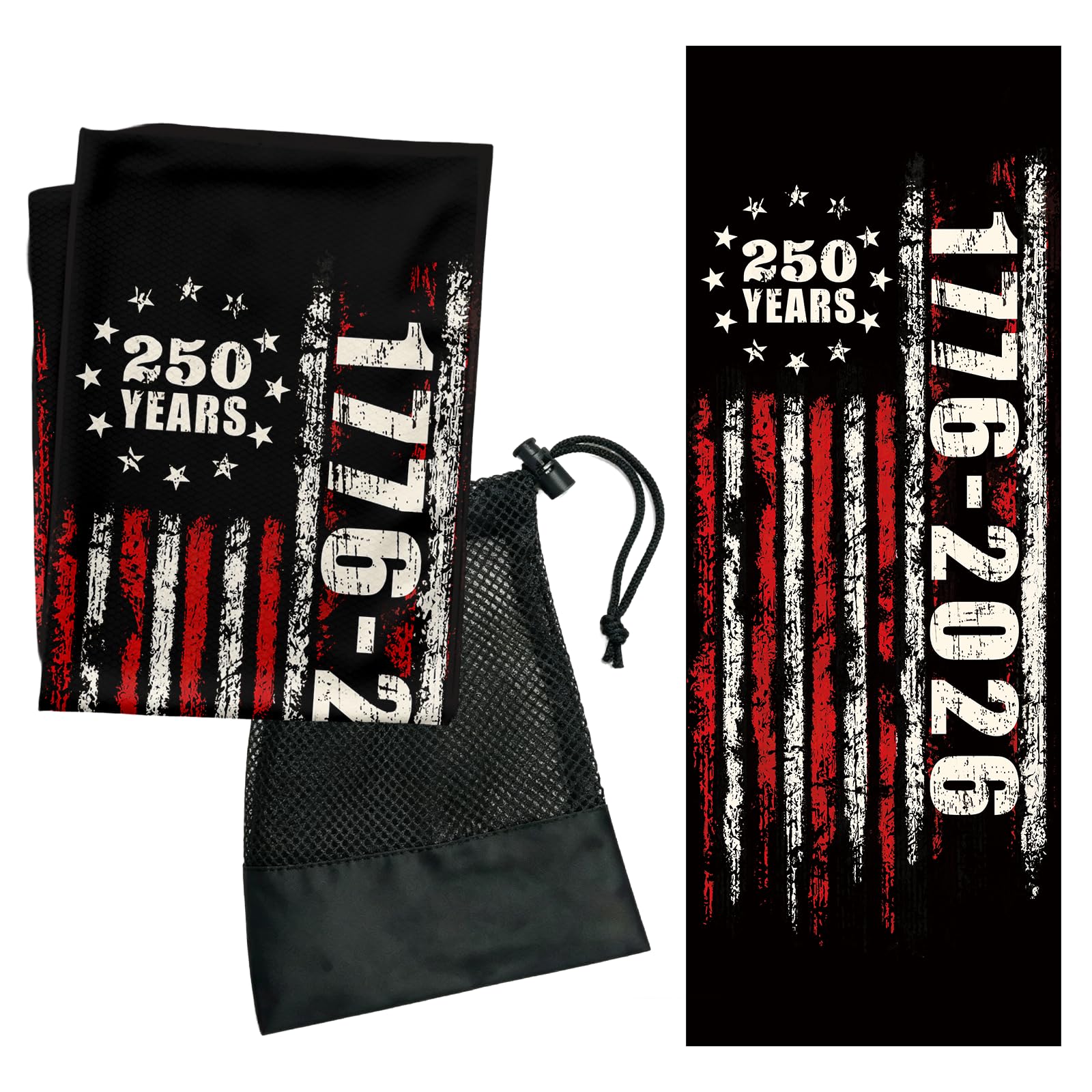 250th American Anniversary Cooling Towels for Sports with Storage Bag Heat Relief Easy Clean Cool Towel for Gym Outdoor Beach Microfiber Hot Weather Cooling Towels