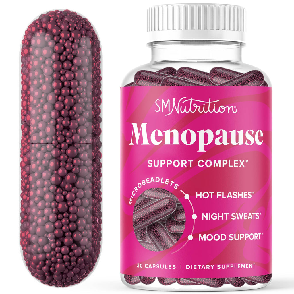 Menopause Vitamins Beadlets, Hot Flashes Night Sweats and Mood Support | With Black Cohosh Red Clover & More, Menopause Supplements for Women with Dong Quai Chaste Tree Berry & DIM, 30 Capsules