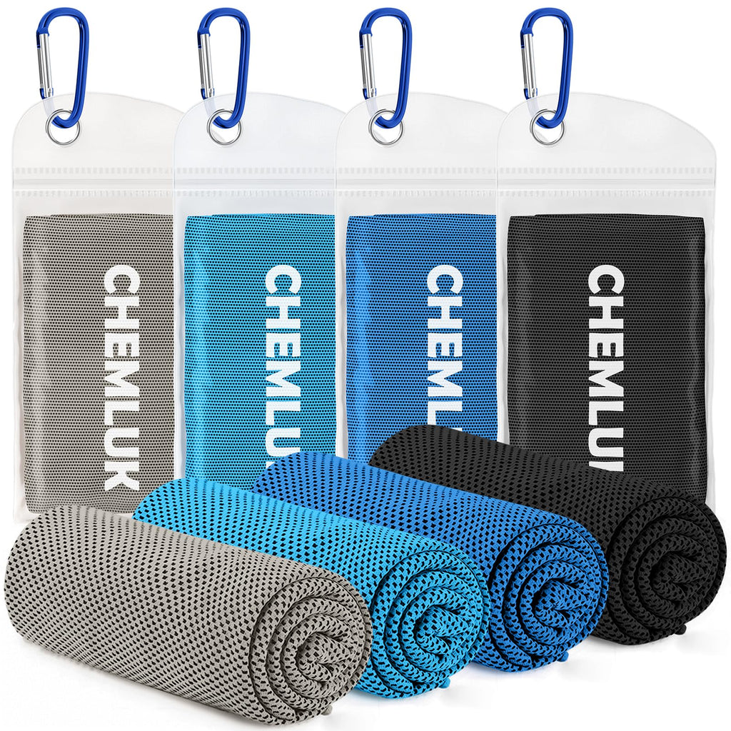 Cooling Towels for Neck and Face: Instant Cool Towel for Hot Weather UPF 50 Quick Dry Microfiber Sweat Towel for Gym Sports Workout Travel - 40"x12", 4 Packs Multicoloured