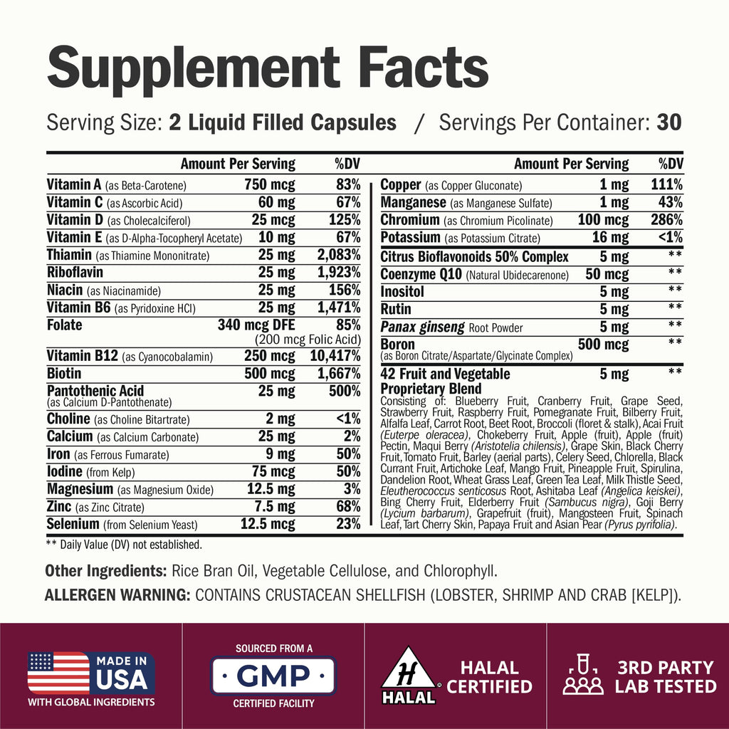 Multivitamin for Women – VIT & Minerals – Daily Wellness – 60 Liquid Caps