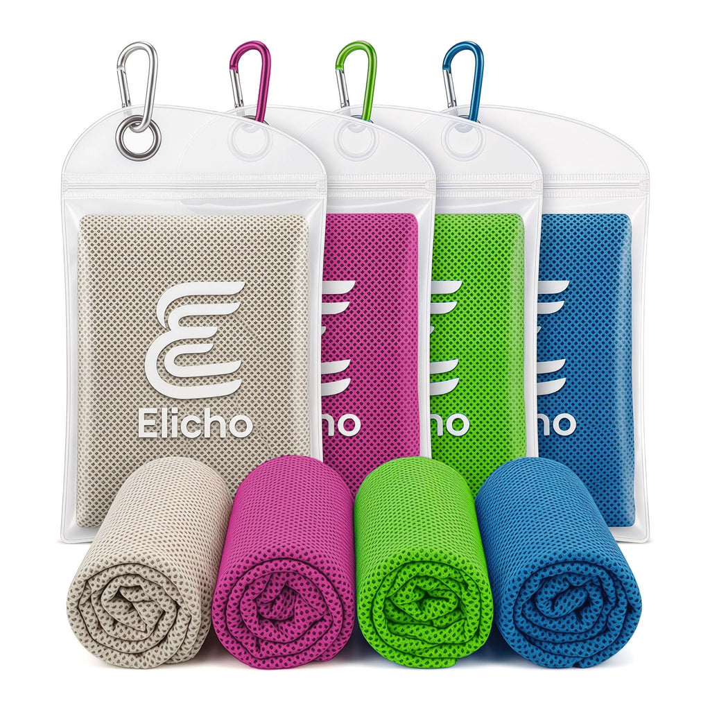 4 Packs Cooling Towel (40"x12"), Cooling Neck Wraps, Ice Sport Towel | Microfiber Soft Breathable Chilly Towel for Yoga, Running, Gym, Camping, Fitness, Workout & More Activities(Multicolor)
