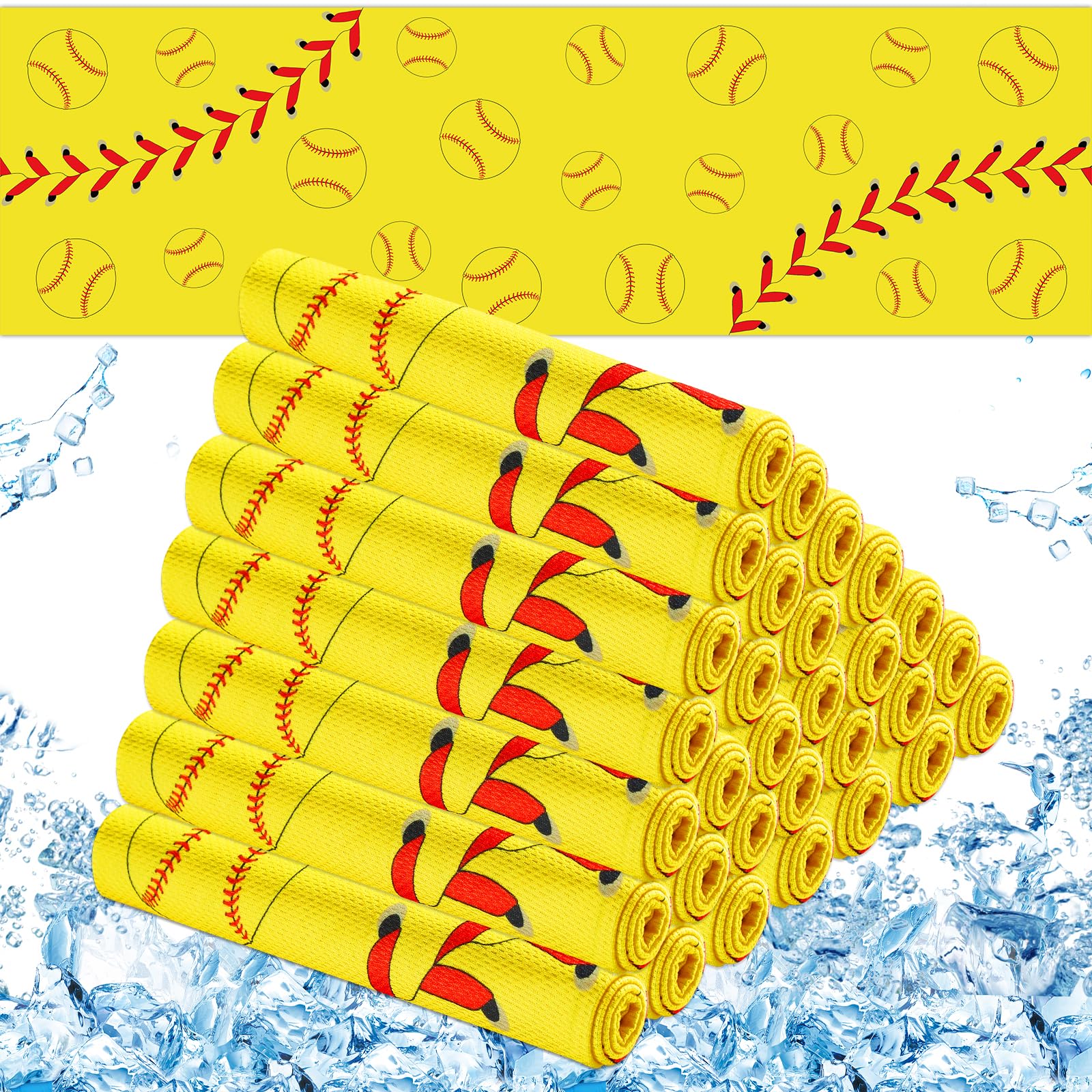 30Pcs Softball Cooling Towels for Neck and Face 40 x 12 Inch Softball Sports Team Gifts Workout Ice Towel for Gym Sweat Microfiber Breathable Chilly Bulk Neck Wraps for Athletes Camping Travel Outdoor