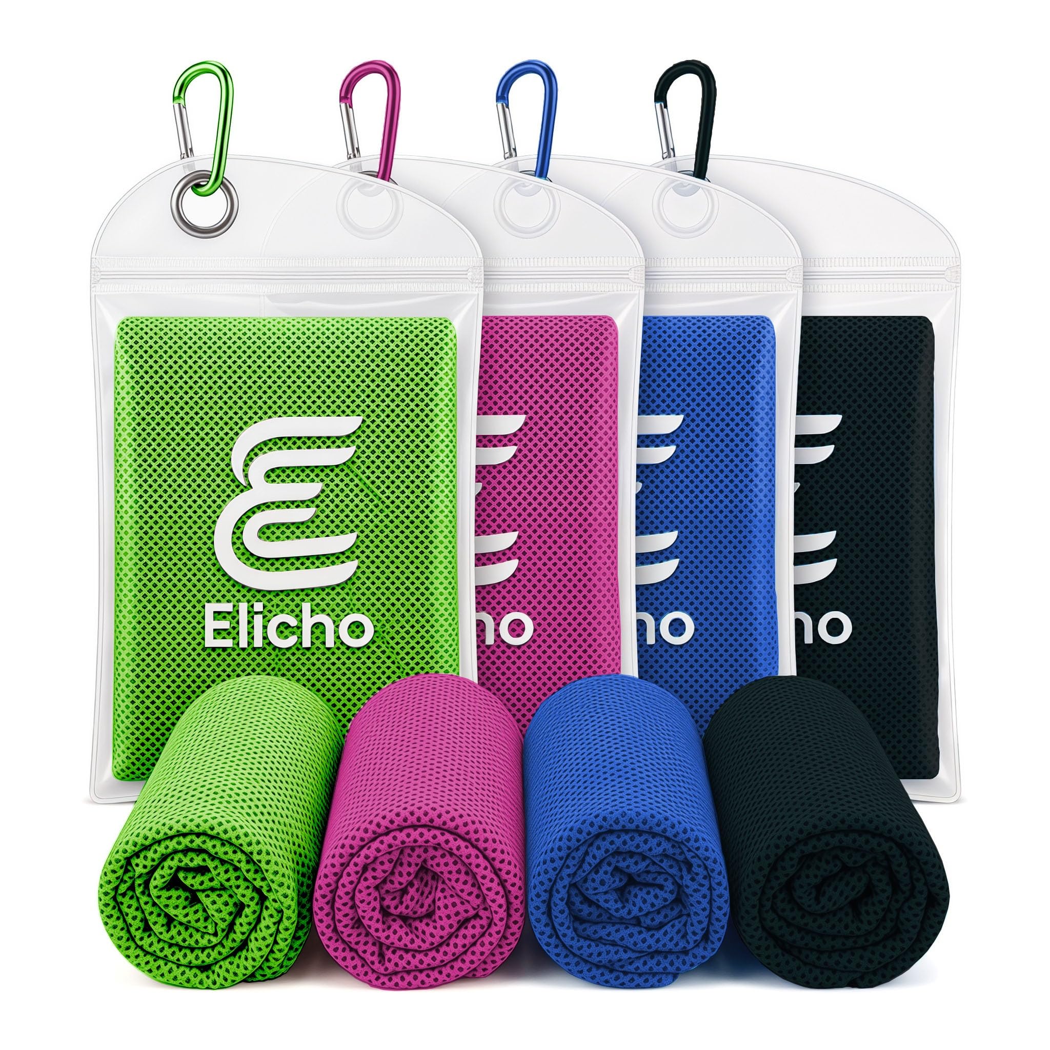4 Packs Cooling Towel (40"x12"), Cooling Neck Wraps, Ice Sport Towel | Microfiber Soft Breathable Chilly Towel for Yoga, Running, Gym, Camping, Fitness, Workout & More Activities(Multicolor)