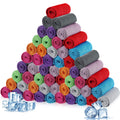 Maitys 80 Pcs Cooling Towel Bulk 32 x 12 Inch Microfiber Ice Towel Cold Soft Breathable Sport Towels for Neck and Face Chilly Sweat Towels for Hot Weather Athletes Gym Yoga Workout (Multicolor)