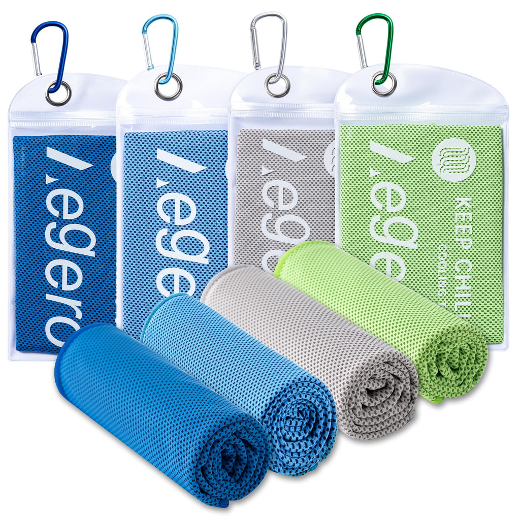 4Pack Cooling Towel 40"x12" Cooling Neck Wraps,Soft Breathable ChillyTowel | IceTowel, Microfiber Towels for Yoga, RunninGym, Camping, Fitness, Workout & More Activities