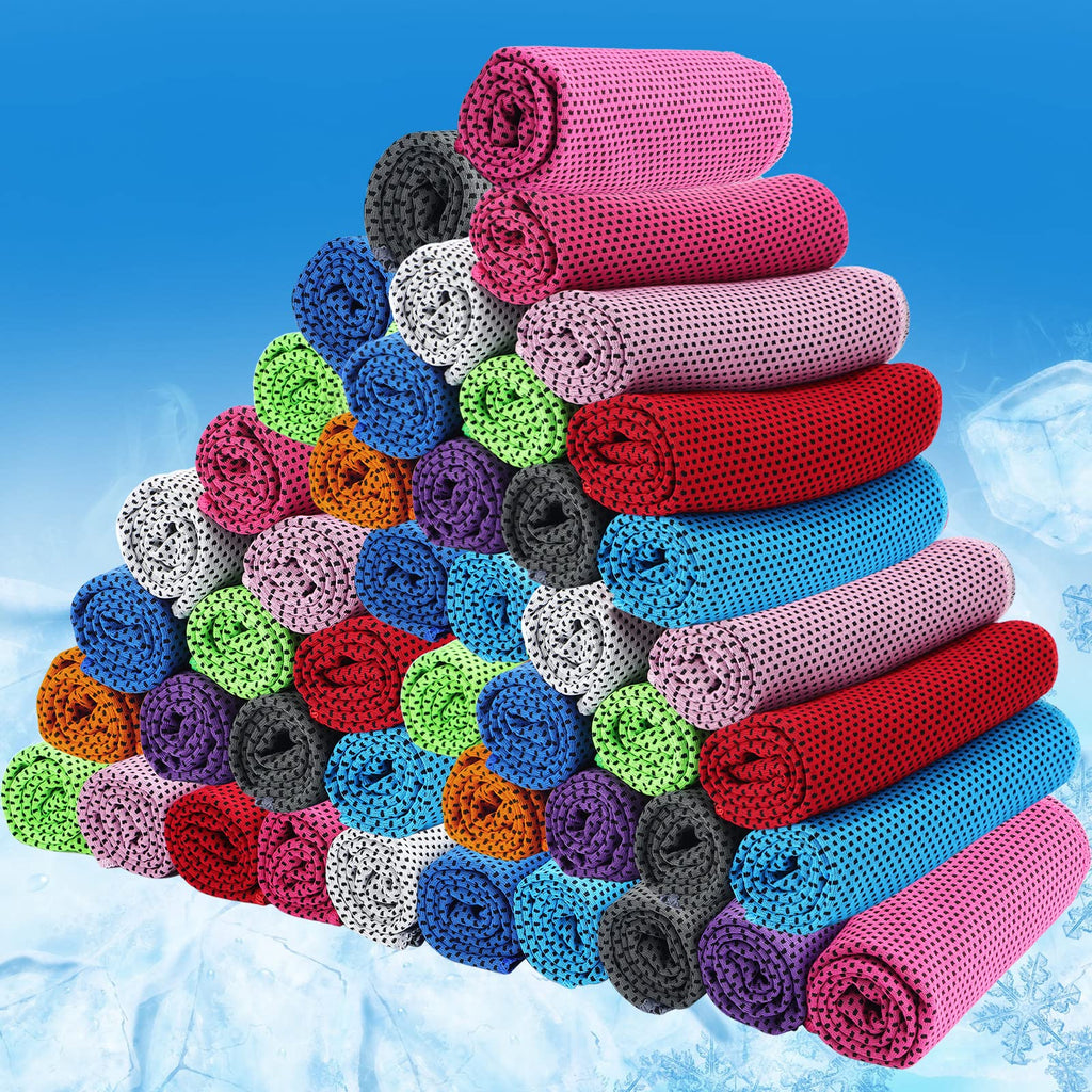 BBTO 100 Pack Cooling Towel Bulk | Ice Cold Sweat Rags, Breathable Microfiber Chilly Towel, Neck & Face, Sport Accessories, for Gym Yoga Golf Workout Beach